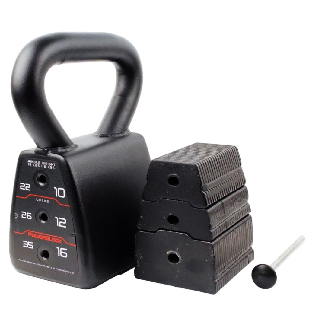 Kettlebell Réglable PowerBlock KettleBlock 4 En 1 - Poids 8, 10, 12, 16 Kg En Acier Massif