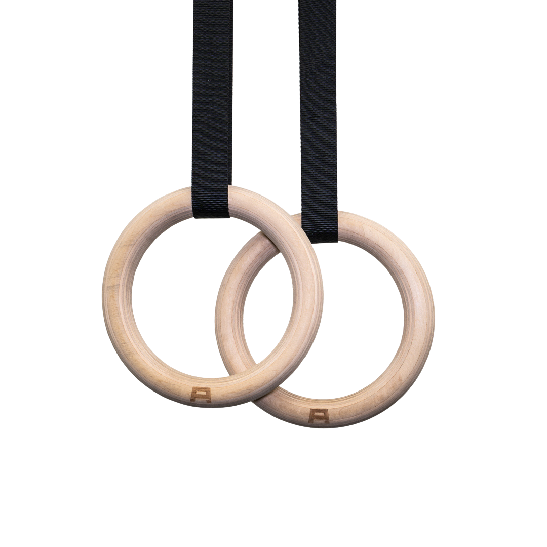 Wooden Gymnastic Olympic Rings Crossfit Gym Fitness Training Exercise UK STOCK 